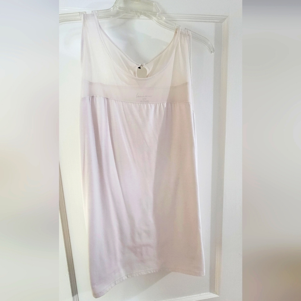 Lane Bryant White Tank with Sheer Neckline
